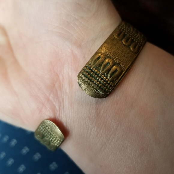 Vintage brass cuff bracelet tribal boho gold tone boho bohemian - Picture 6 of 9